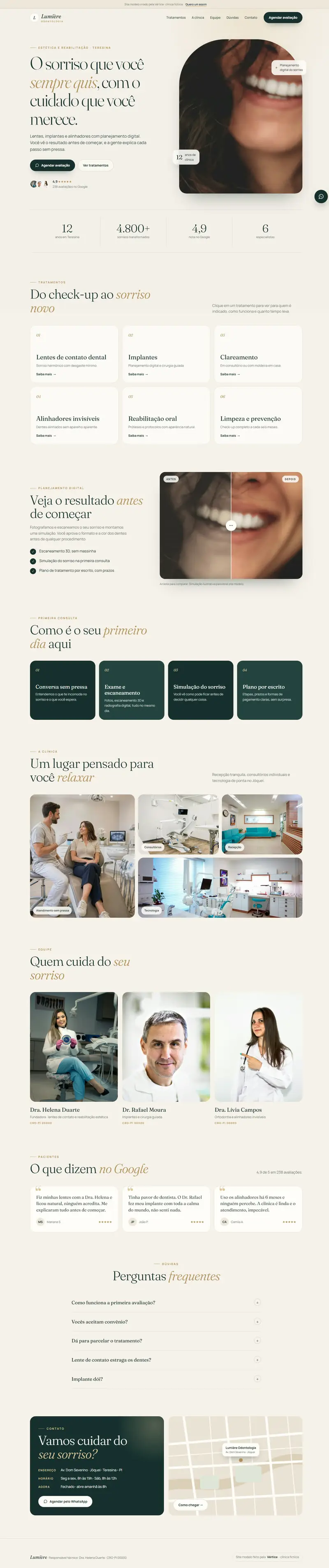 Site do modelo Lumière Odontologia rolando no computador