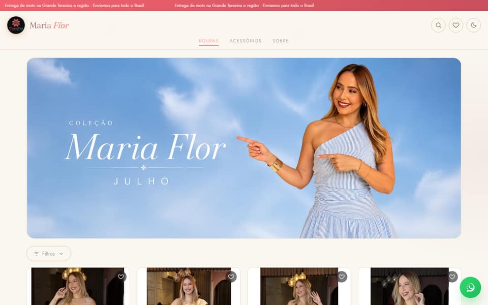Captura de tela da loja virtual Maria Flor