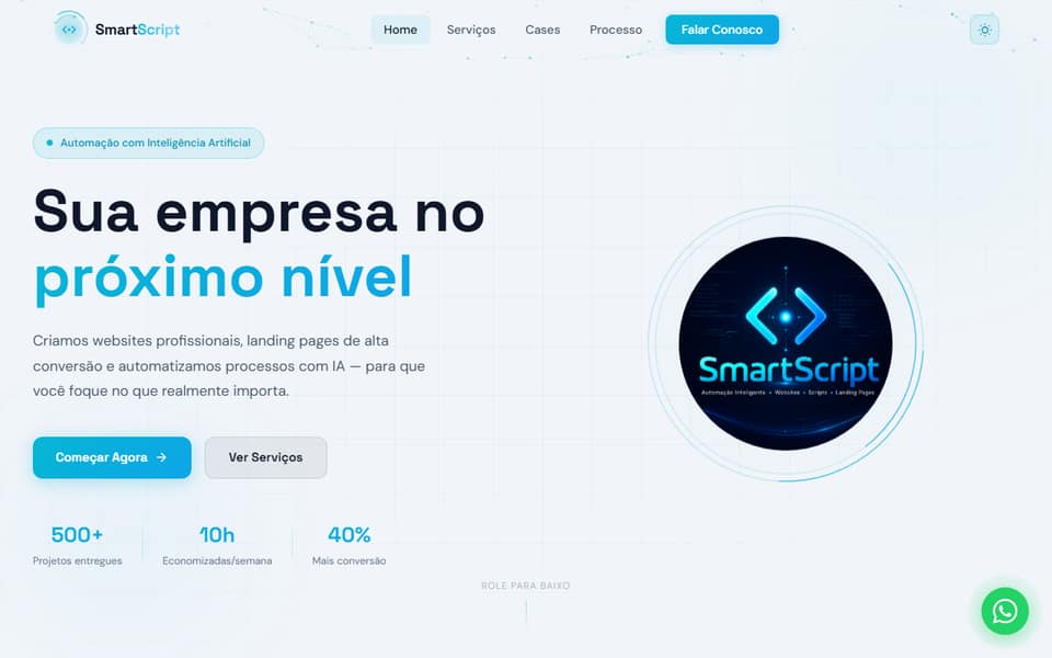 Captura de tela do site SmartScript