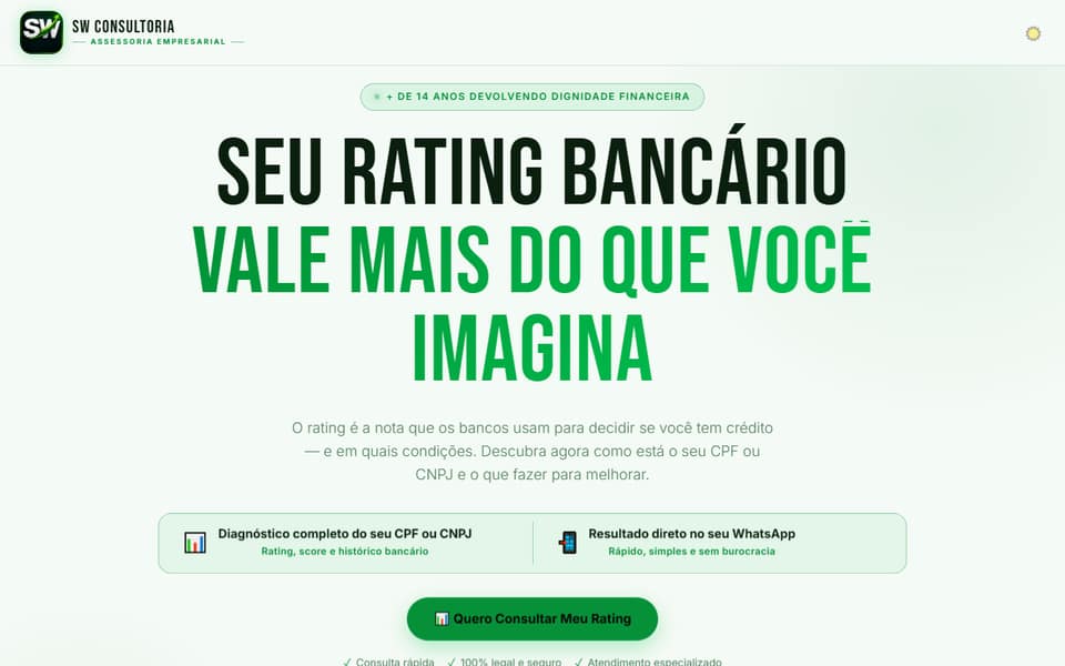 Captura de tela do site SW Consultoria