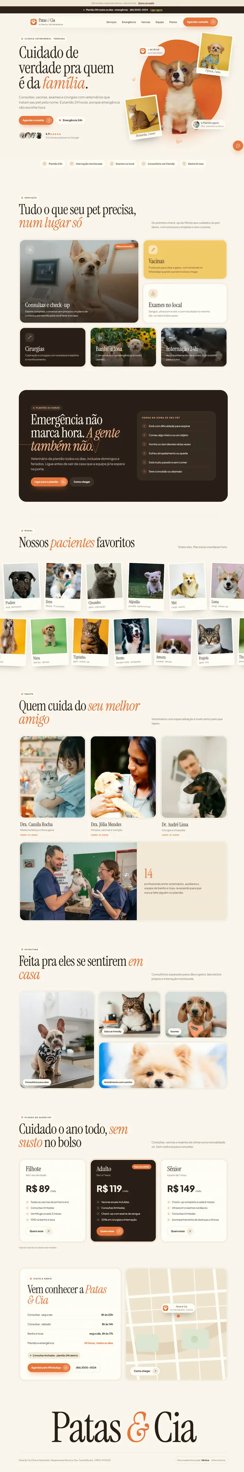 Site do modelo Patas & Cia rolando no computador